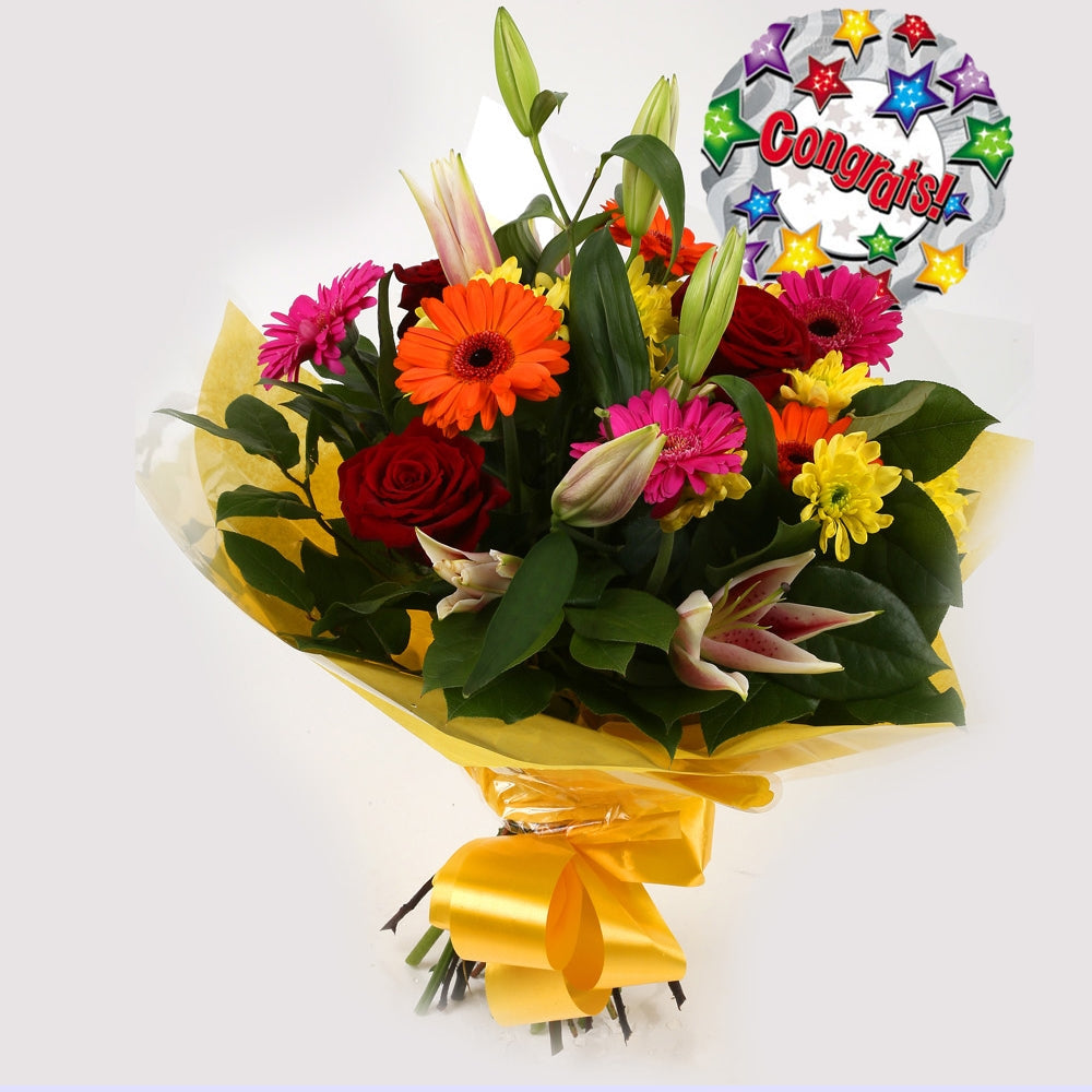 Congrats Balloon & Jubilation Bouquet Flowers£19.99