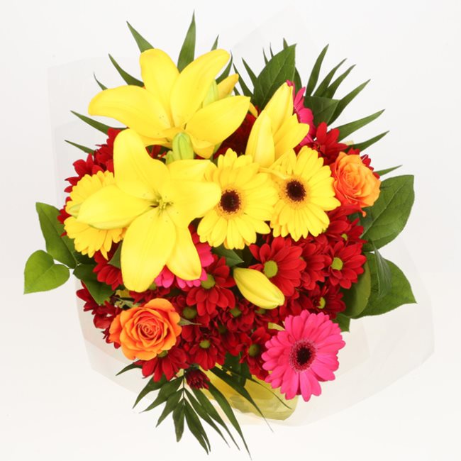 Get Well Balloon & Warm Sunset Flowers£19.99