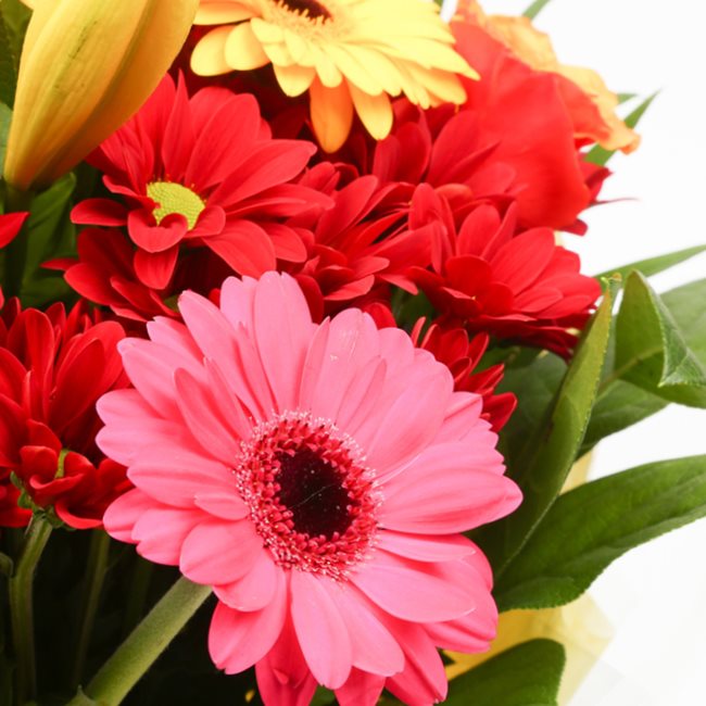 Birthday Balloon & Warm Sunset Flowers£19.99