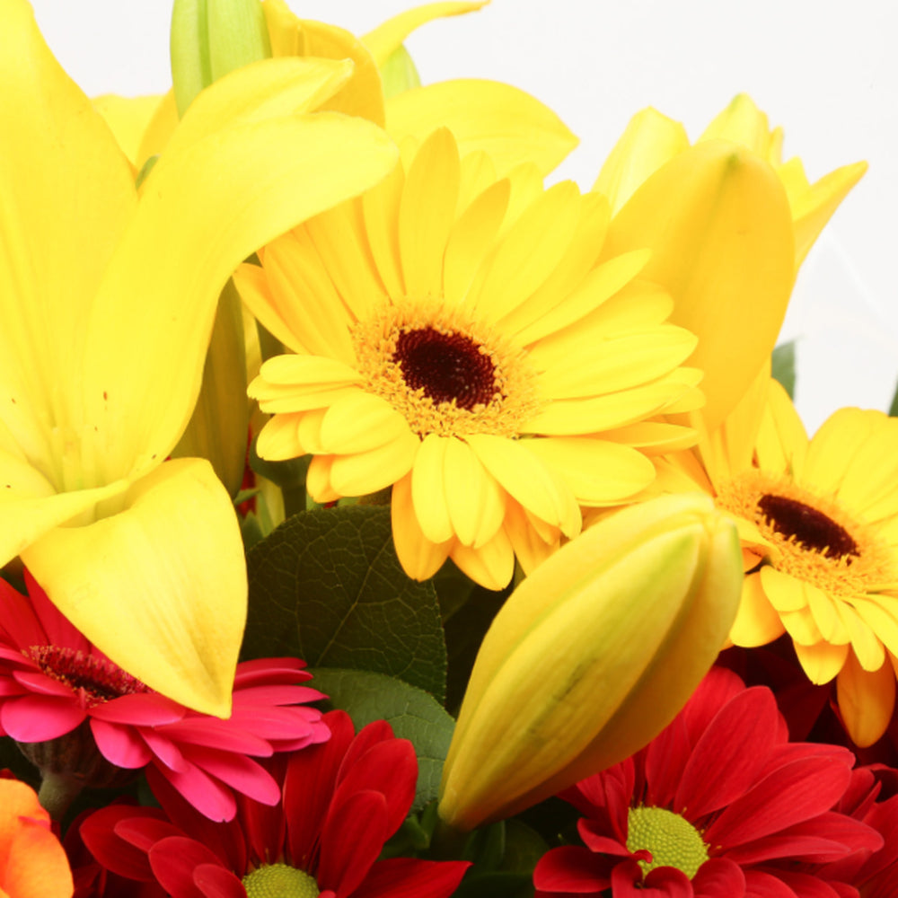 Birthday Balloon & Warm Sunset Flowers£19.99