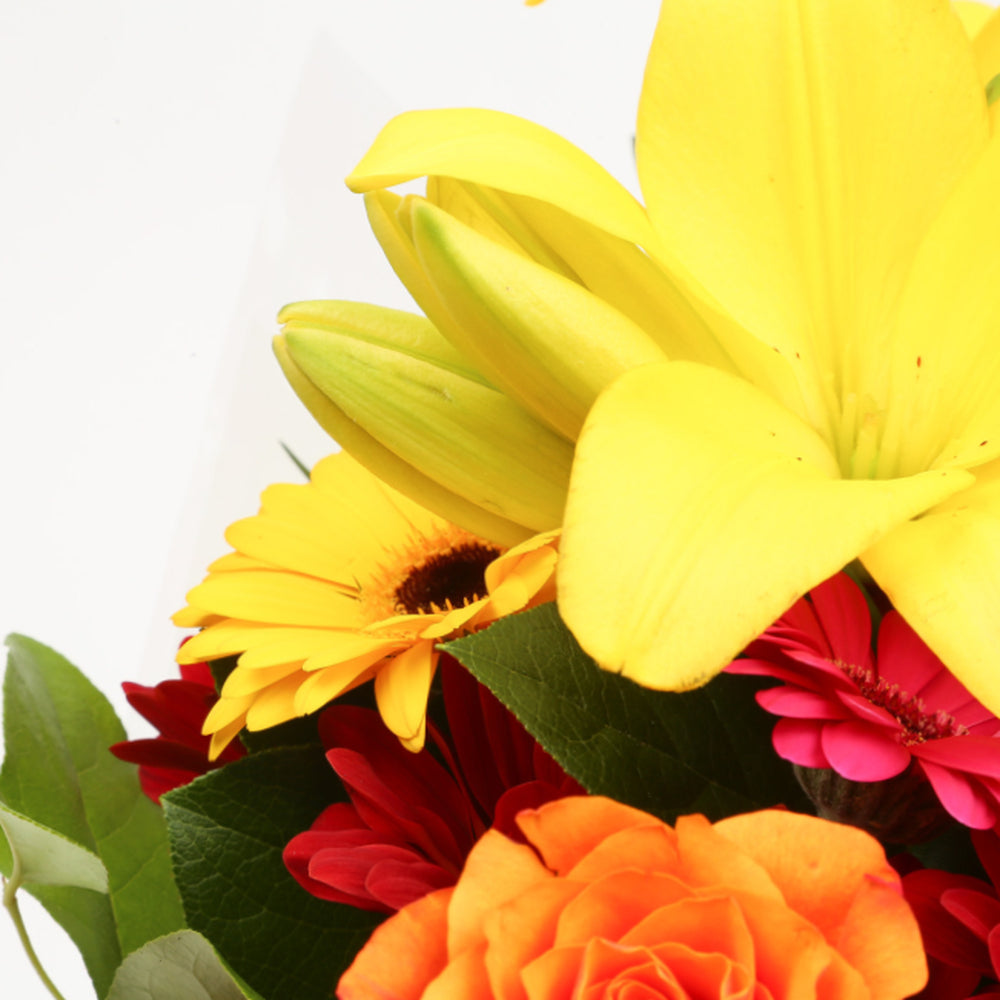Congratulations Balloon & Warm Sunset Flowers£19.99
