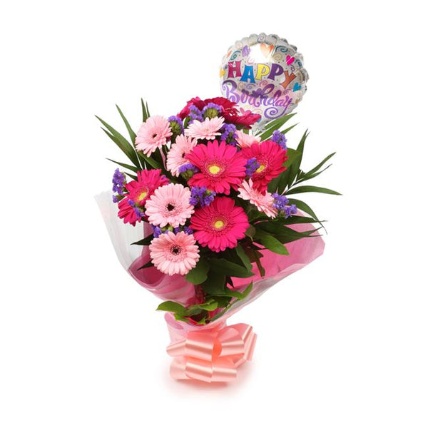 Birthday Balloon & Gerbera Blush Flowers£19.99