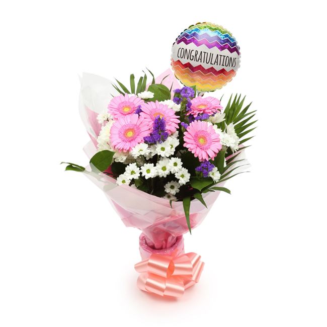 Congratulations Balloon & Serenity Flowers£19.99
