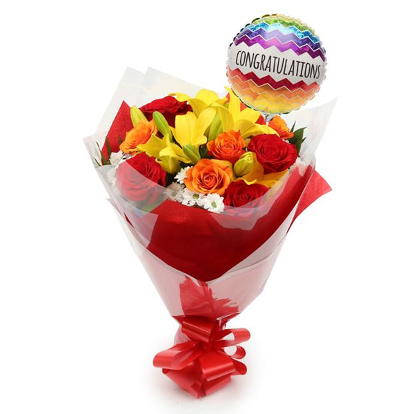 Congratulations Balloon & Floral Embrace Flowers£19.99