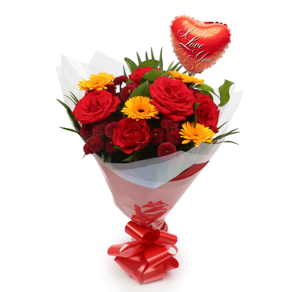 Love You-Balloon & Red Sun Bouquet£19.99