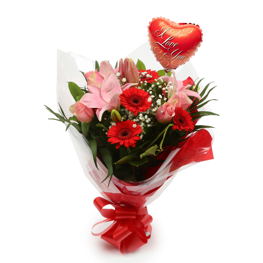 Love You Balloon & Pink Red Deluxe Bouquet£19.99