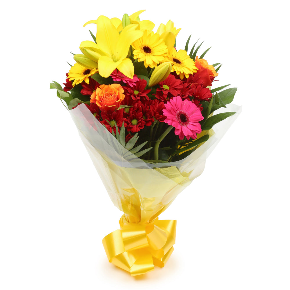Birthday Balloon & Warm Sunset Flowers£19.99