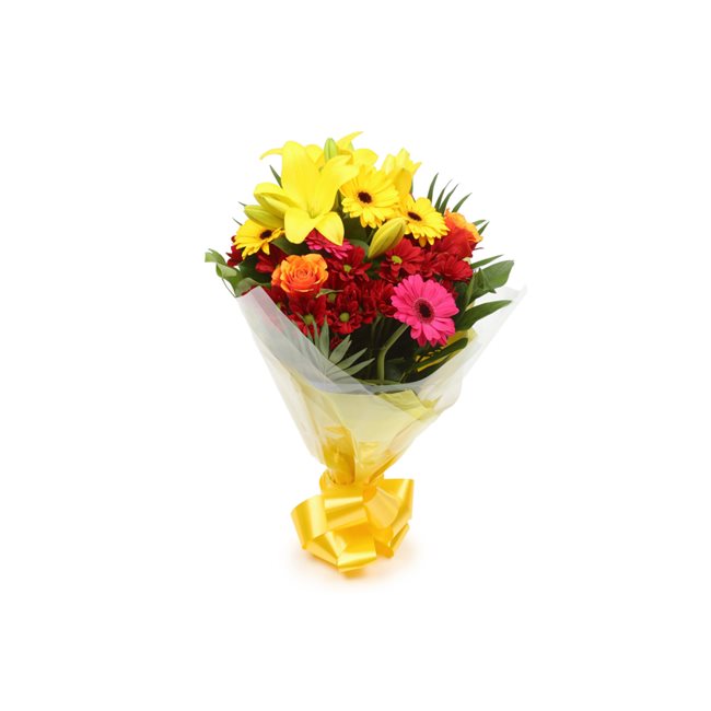 Get Well Balloon & Warm Sunset Flowers£19.99