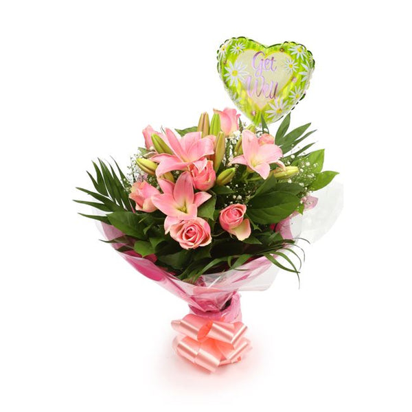 Get Well Balloon & Pink Jewel Bouquet Flowers£19.99