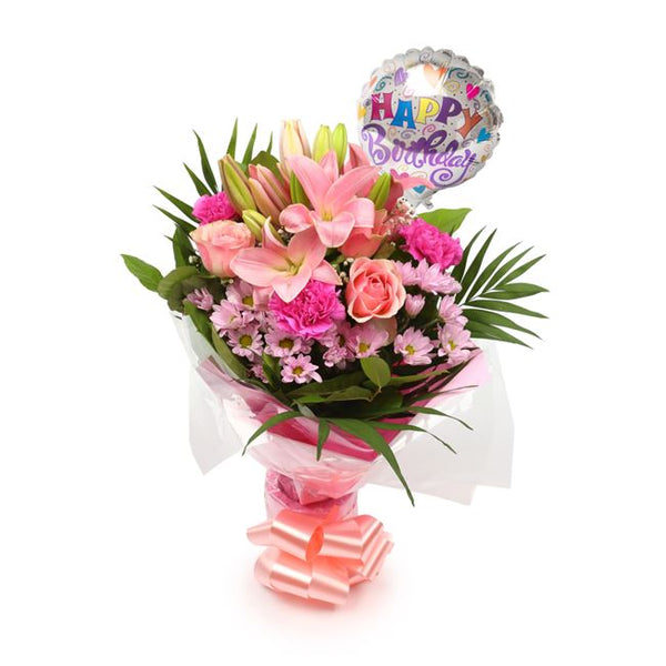 Birthday Balloon & Pink Candy Flowers£19.99