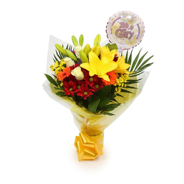 Its A Girl Balloon & Sun Delight Flowers£19.99