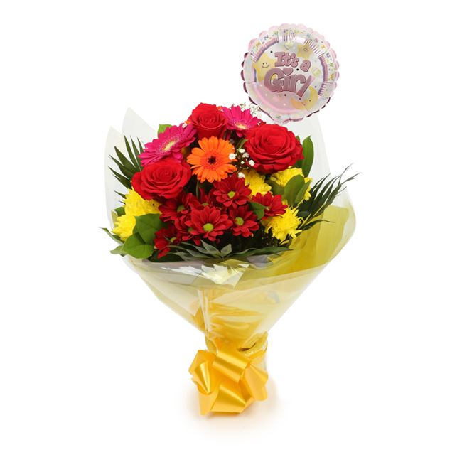 Its A Girl Balloon & Beauty Blooms Flowers£19.99