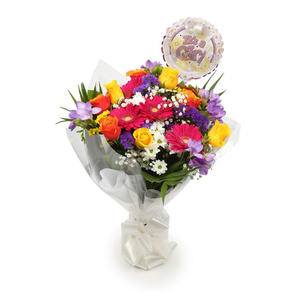 Its A Girl Balloon & Brilliant Blooms Flowers£19.99