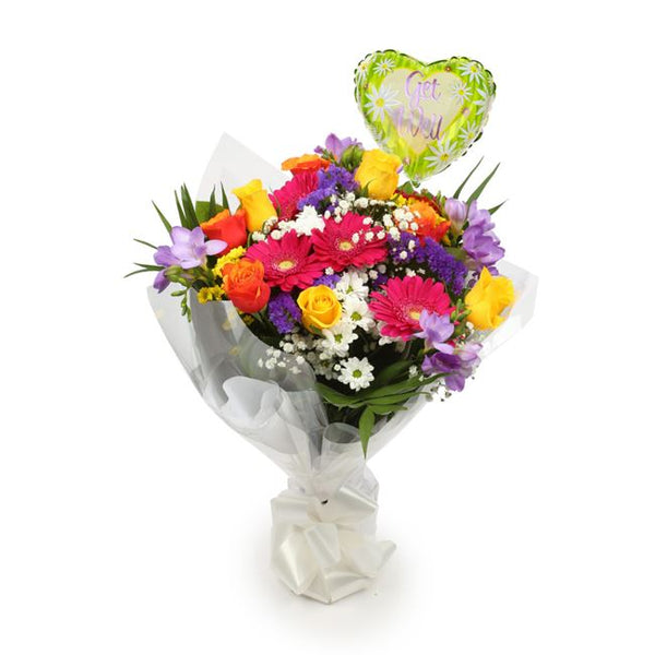 Get Well Balloon & Brilliant Blooms Flowers£19.99
