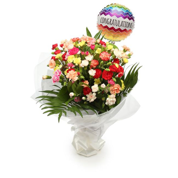 Congratulations Balloon & Multi Coloured Star Flowers£19.99
