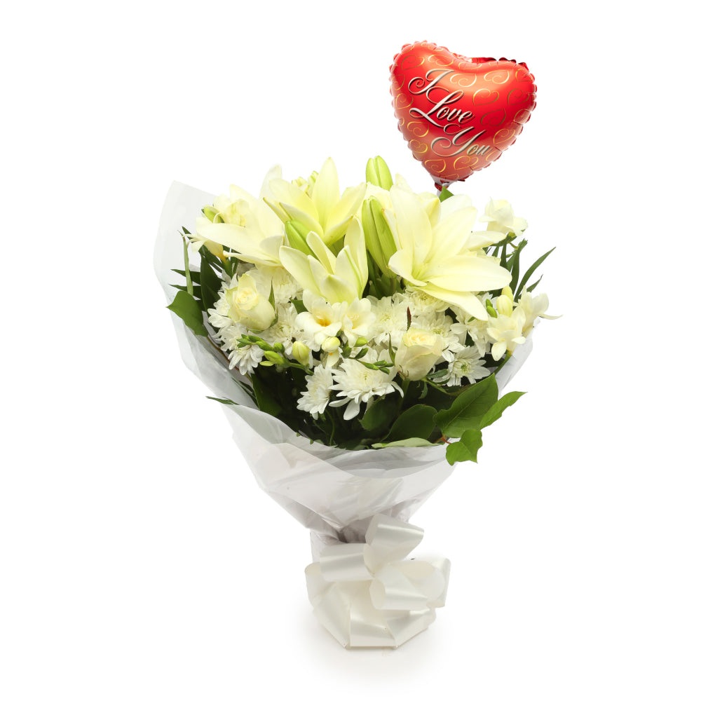 Love You Balloon & White Elegance Bouquet£19.99