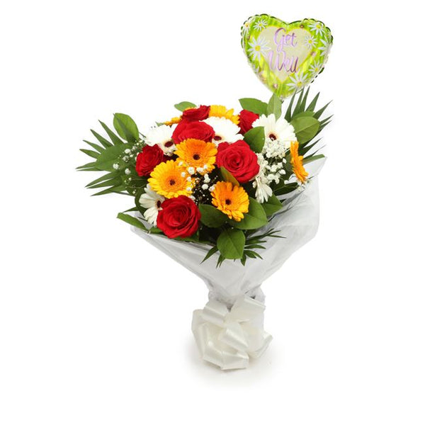 Get Well Balloon & Celebration Flowers£19.99