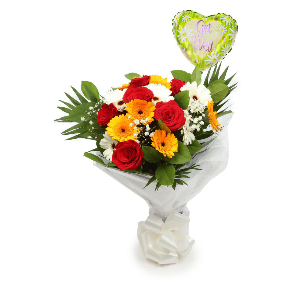 Get Well Balloon & Celebration Flowers£19.99