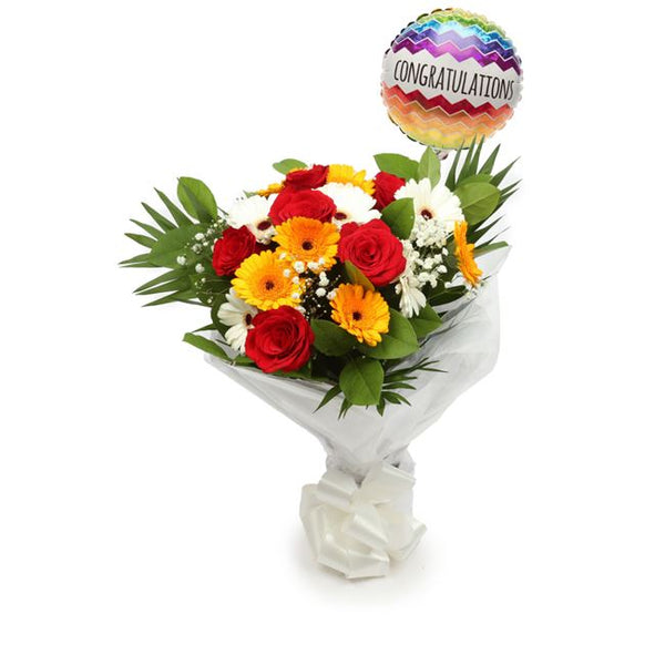 Congratulations Balloon & Celebration Flowers£19.99