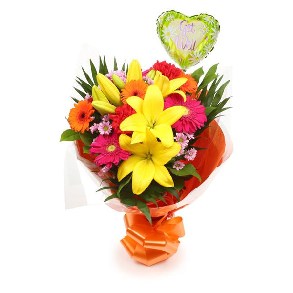Get Well Balloon & Summer Sun Flowers£19.99