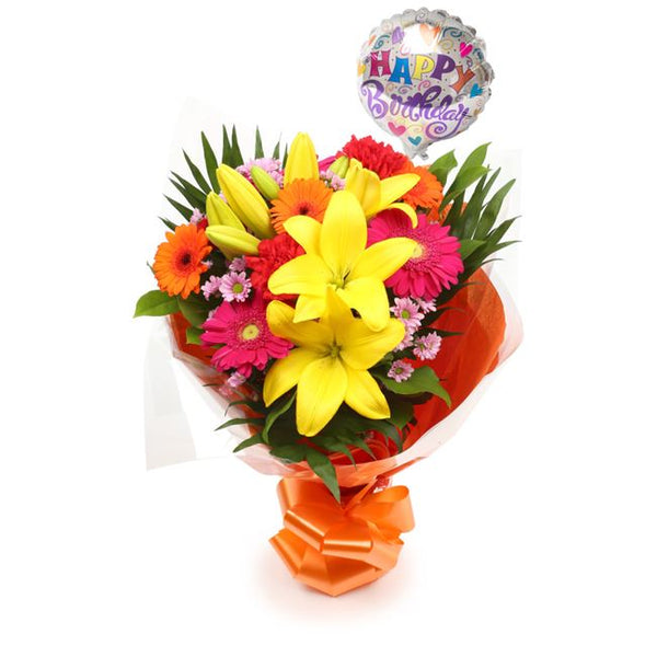 Birthday Balloon & Summer Sun Flowers£19.99