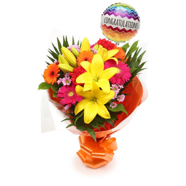 Congratulations Balloon & Summer Sun Flowers£19.99
