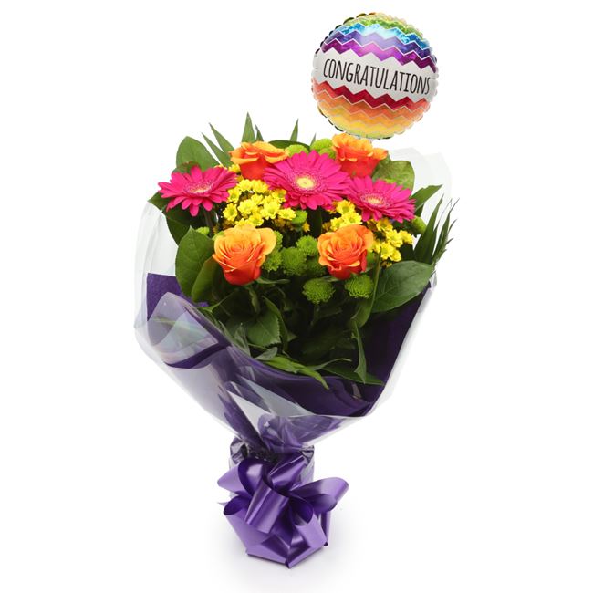 Congratulations Balloon & Wonderful Flowers£19.99