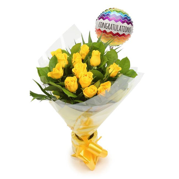 Congratulations Balloon 12 Yellow Roses£19.99