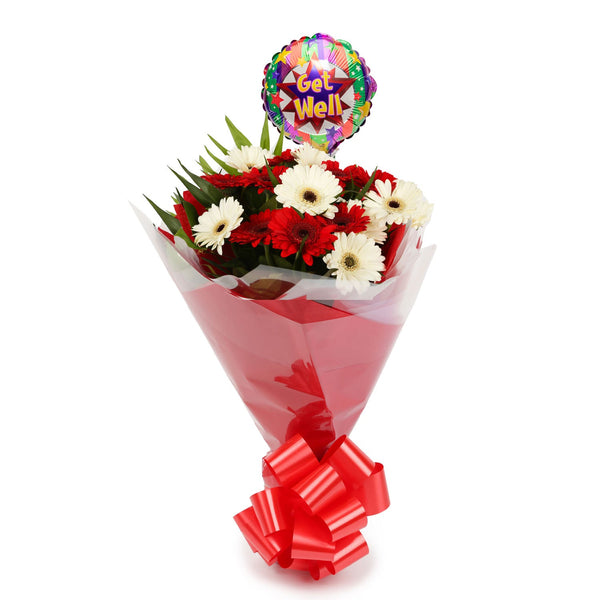 A Happy Gerbera Daisies Bouquet & Get Well Balloon£16.99