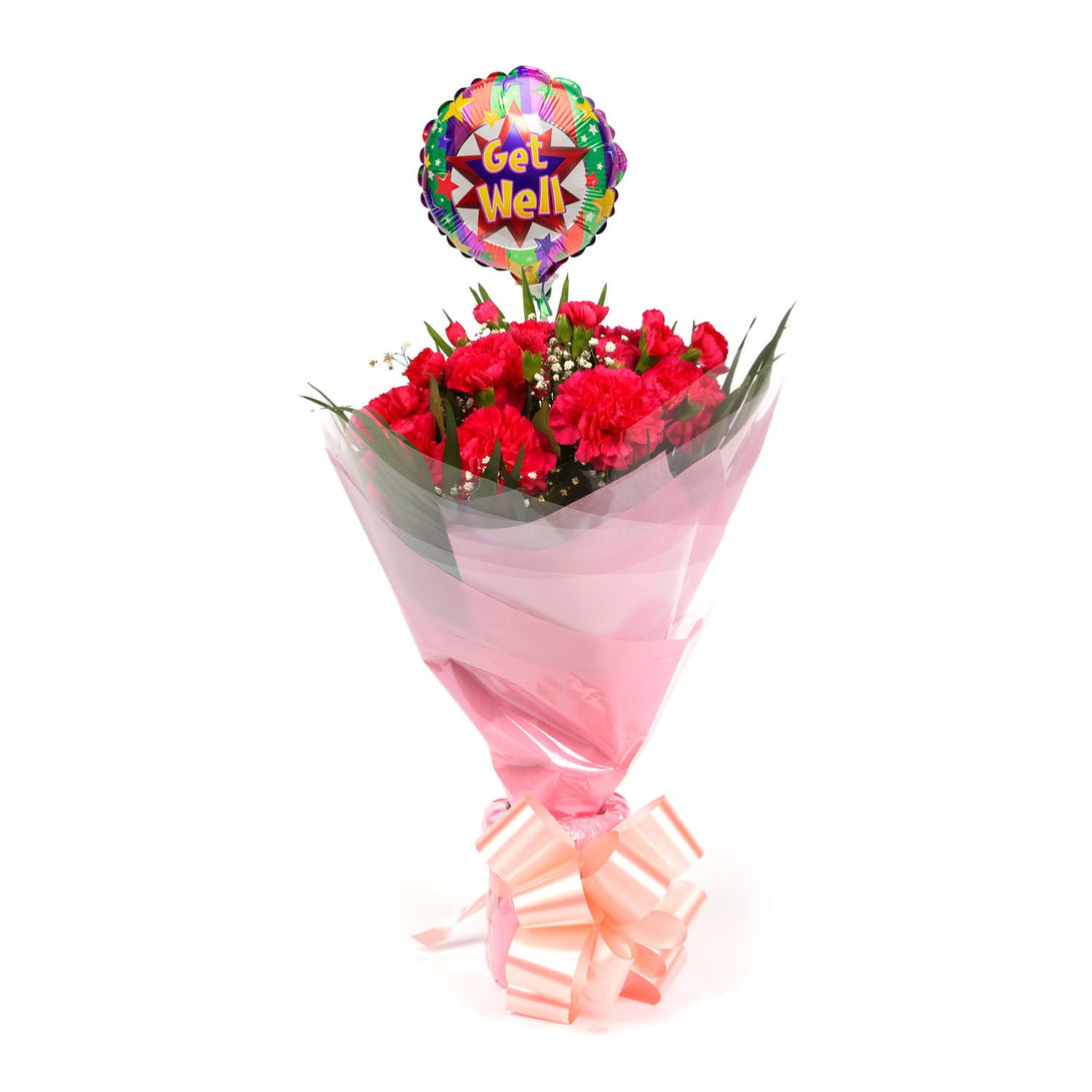 A Beautiful Red Carnations Melody & Get Well Balloon£16.99