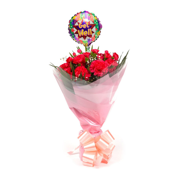 A Beautiful Red Carnations Melody & Get Well Balloon£16.99
