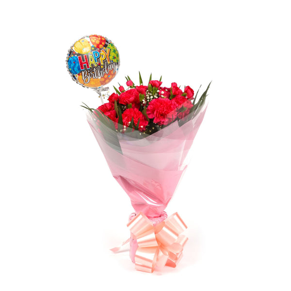 A Beautiful Red Carnations & Birthday Balloon£16.99