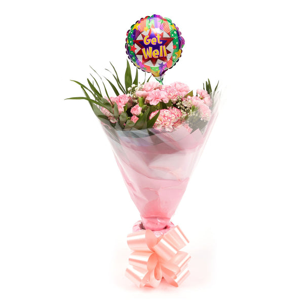 A Beautiful Pink Candy Carnations Melody & Get Well Balloon£16.99