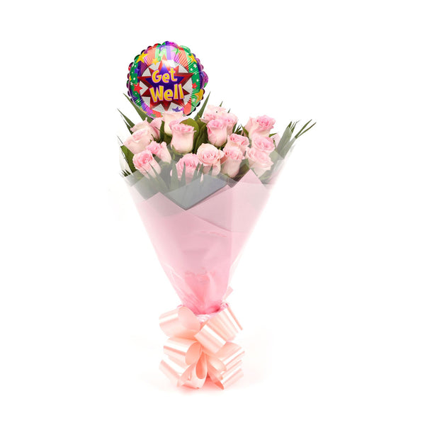 20 Beautiful Pink Roses & Get Well Balloon£21.99