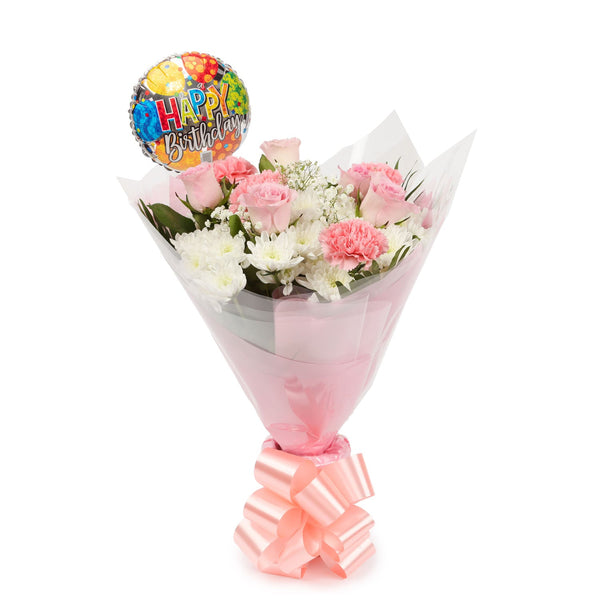 A Pink Snow White Bouquet & Birthday Balloon£16.99