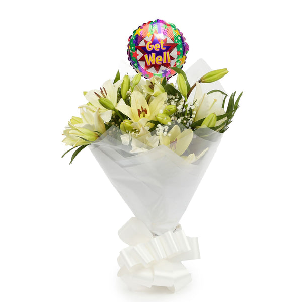 A Classic White Lilies Bouquet & Get Well Balloon£16.99