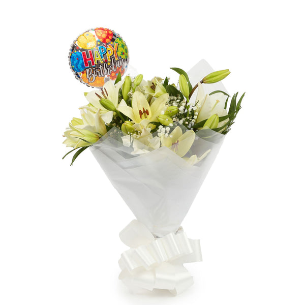 A Classic White Lilies Bouquet & Birthday Balloon£16.99