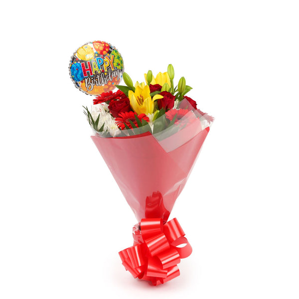 A Cherished Red Blooms Bouquet & Birthday Balloon£16.99