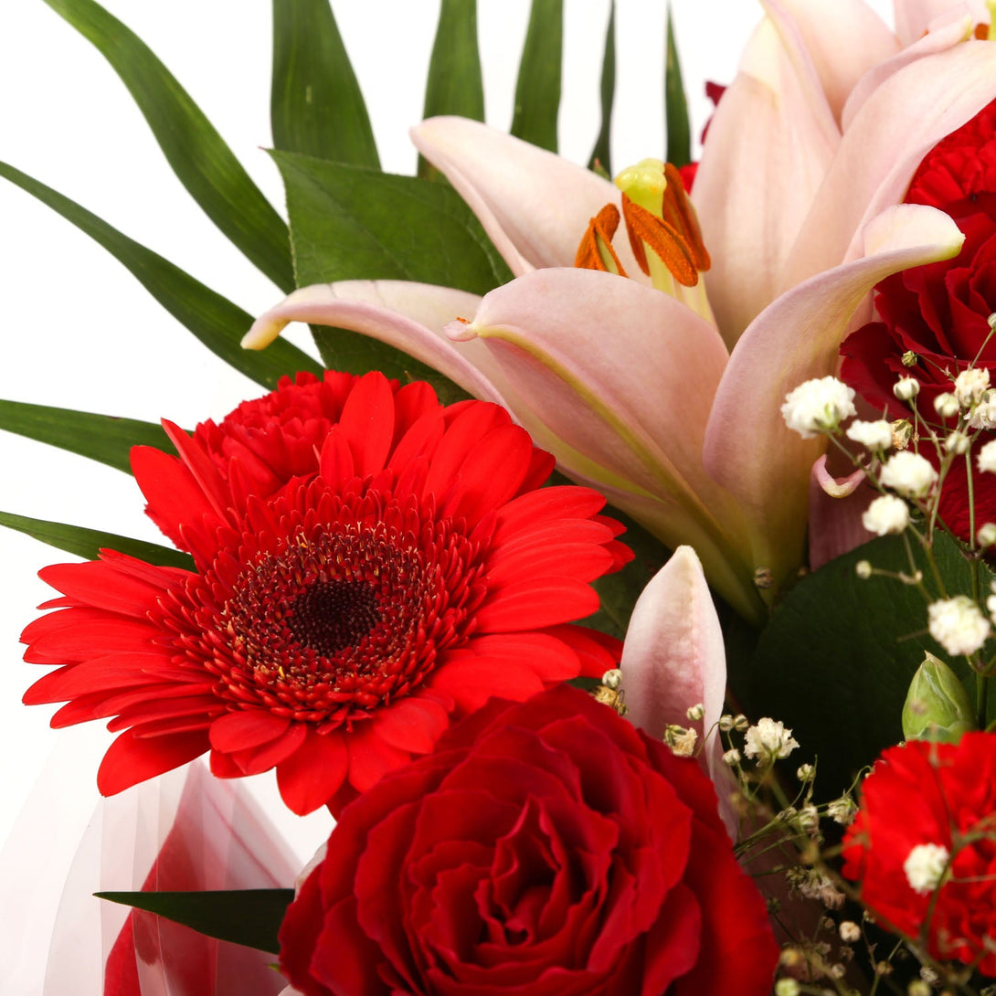A Red Floral Fancy Bouquet & Birthday Balloon£16.99