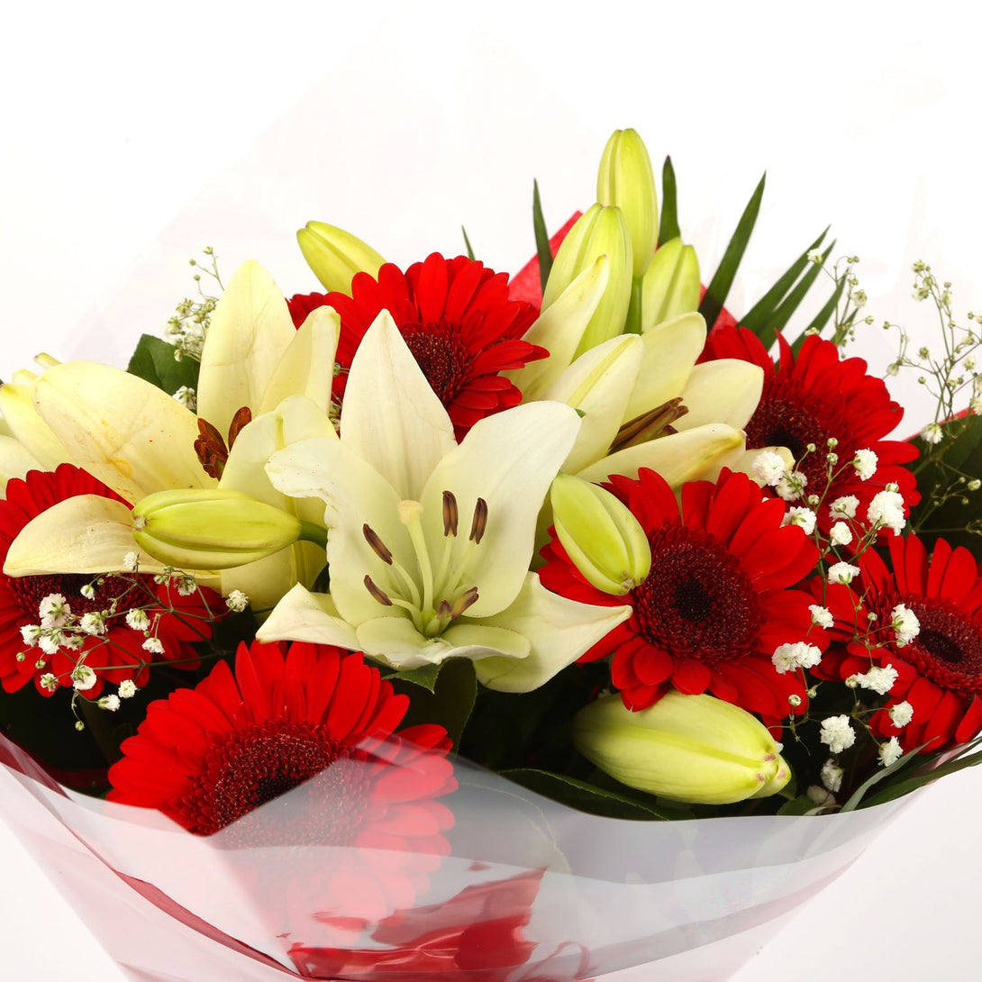 A Stunning Red Gerbera & Lily Bouquet & Birthday Balloon£16.99