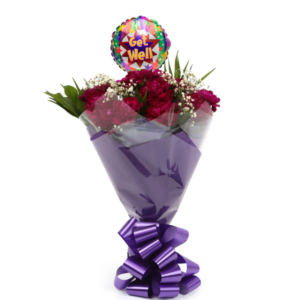 A Beautiful Cerise Carnations Melody & Get Well Balloon£16.99
