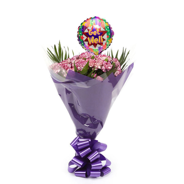 A Beautiful Purple Candy Carnations Melody & Get Well Balloon£16.99