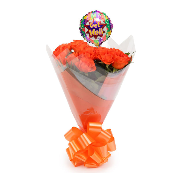 20 Orange Roses Bouquet & Get Well Balloon£21.99