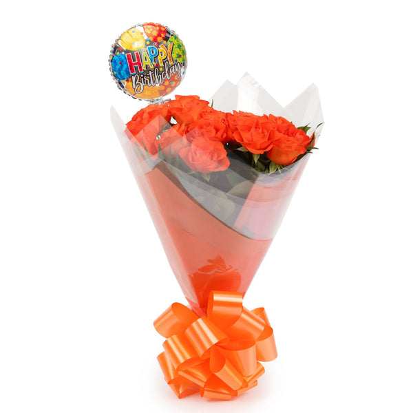 20 Orange Roses & Birthday Balloon£21.99