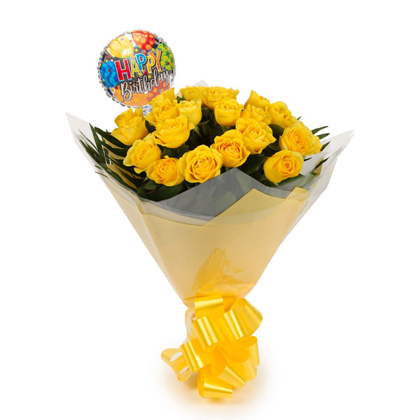 20 Luxury Yellow Roses & Birthday Balloon£21.99