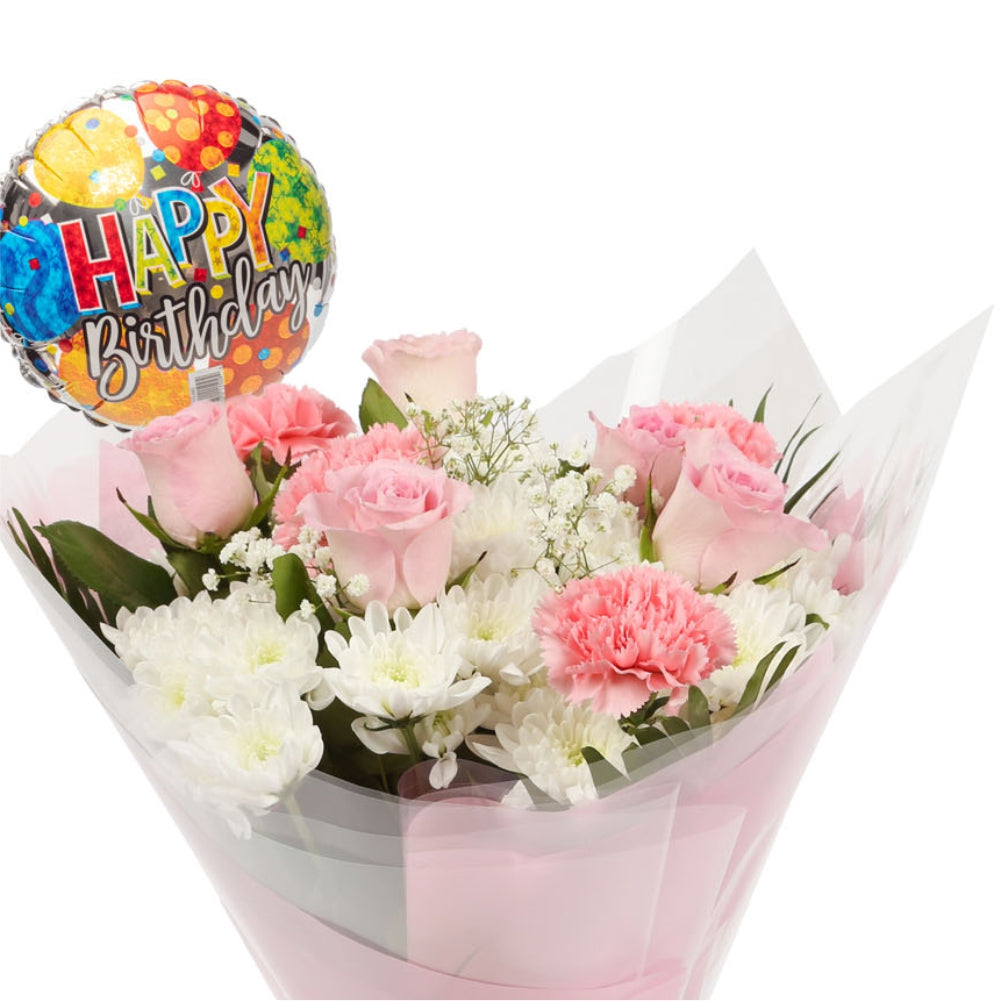 A Pink Snow White Bouquet & Birthday Balloon£16.99