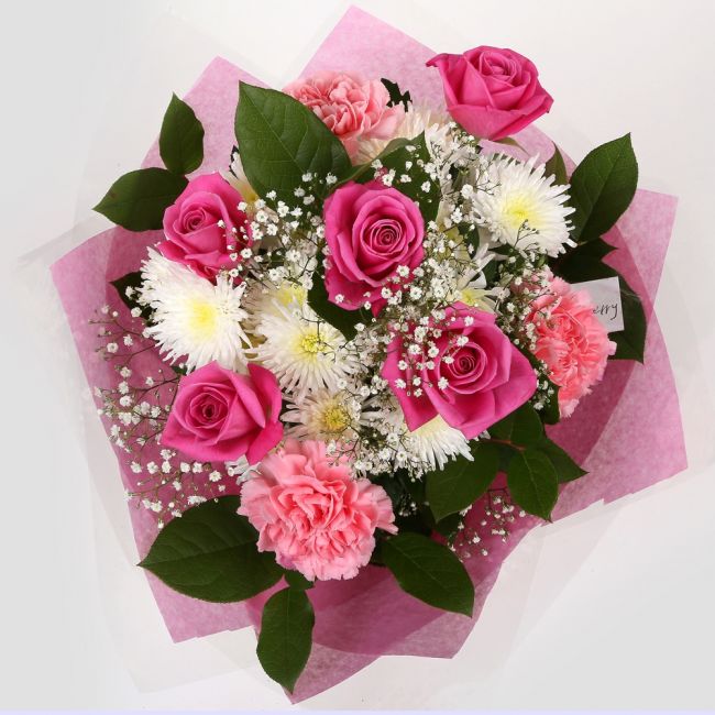 Birthday Balloon & Strawberry Pink Blush Flowers£19.99