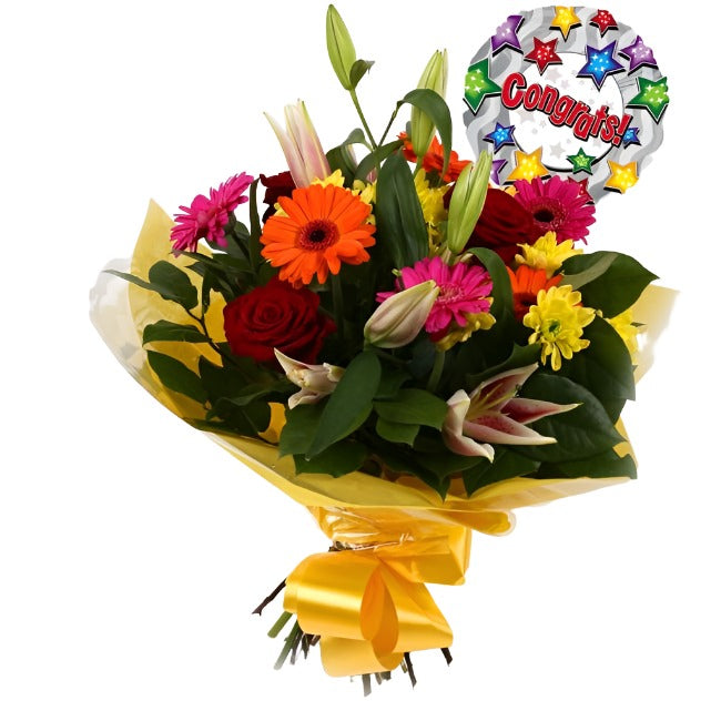 Congrats Balloon & Jubilation Bouquet Flowers£19.99